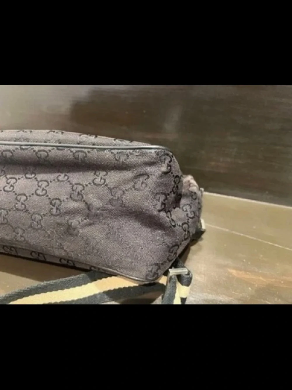 Gucci Brown Monogram Messenger Bag with Black Leather Pocket